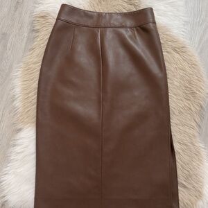 Brown faux leather skirt